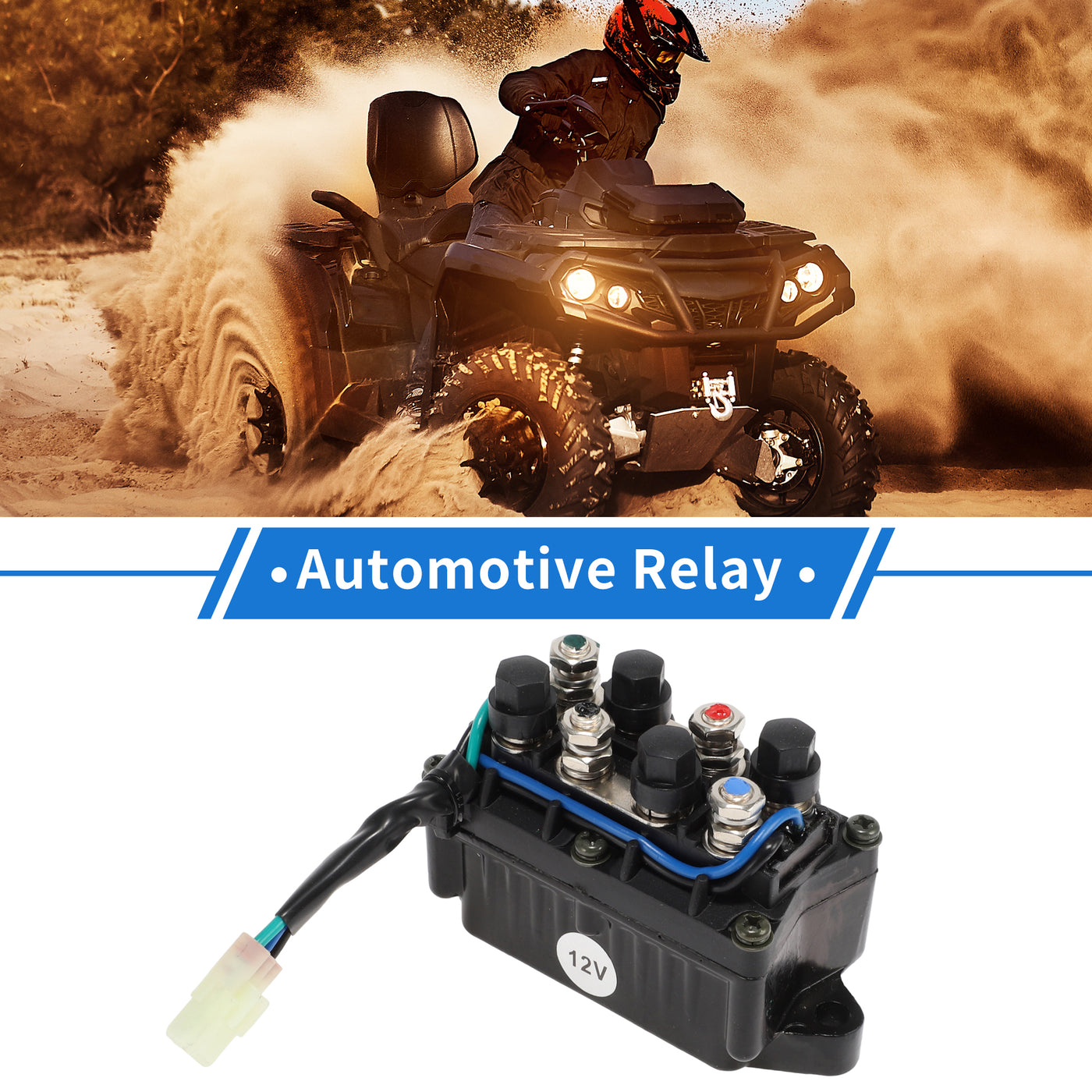 VekAuto ATV Winch Solenoid Switch Relay Assembly 12V 8 Terminal Relay for Arctic Cat, Durable Plastic Metal Black