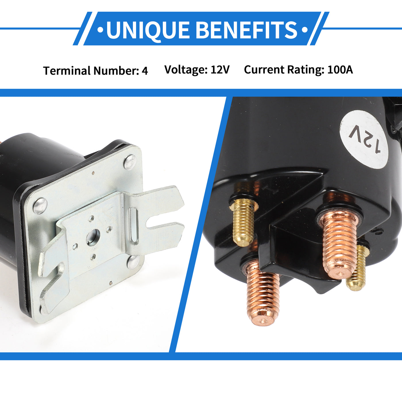 VekAuto Dump Trailer Intermittent Duty Solenoid Relay Kit 12V 100A 4 Terminal Relay, Durable Plastic Metal Black