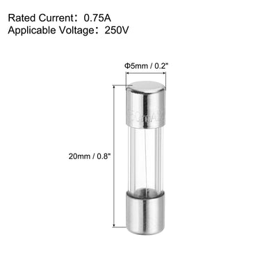 Harfington 0,75 A, 250 V, Glassicherung, 5 x 20 mm, Zeitverzögerungssicherung, UL-gelistete, träge Sicherung für Haushaltsgeräte (10er-Pack)