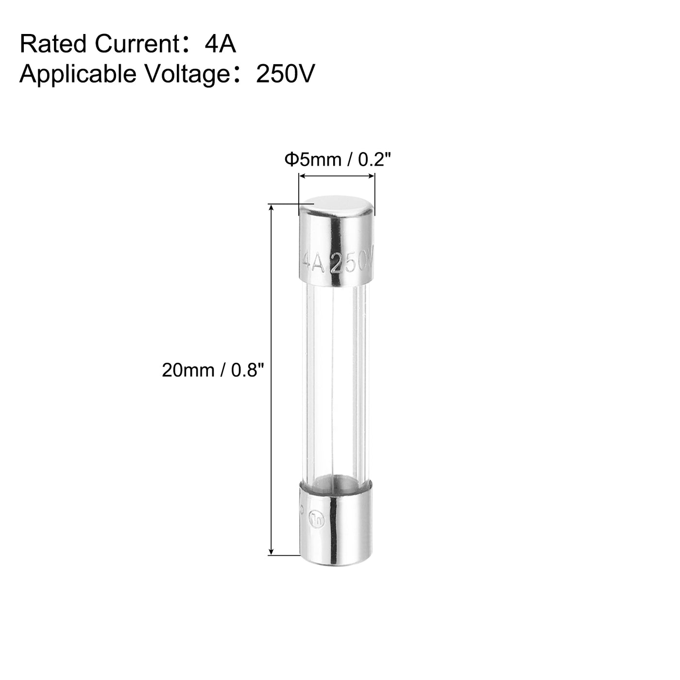 Harfington 4A 250V Glass Fuse 5x20mm Slow Blow Fuse Time Delay Fuse(Pack of 10)