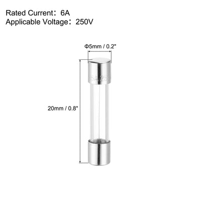 Harfington 6 A, 250 V, Glassicherung, 5 x 20 mm, Zeitverzögerungssicherung, UL-gelistete, träge Sicherung für Haushaltsgeräte (10er-Pack)