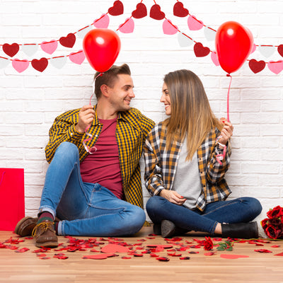 Harfington 96 Pcs Heart Garland Banner Felt Heart Valentines Garland Red Horizontal for Valentines Day Decor Anniversary Birthday Party