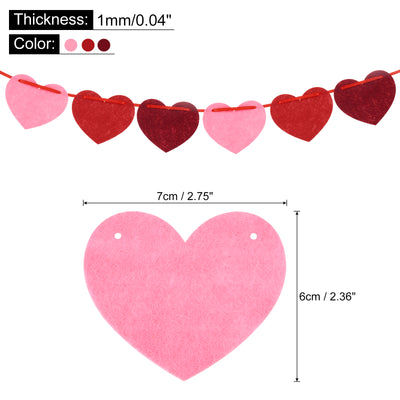 Harfington 96 Pcs Heart Garland Banner Felt Heart Valentines Garland Horizontal for Valentines Day Decor Anniversary Birthday