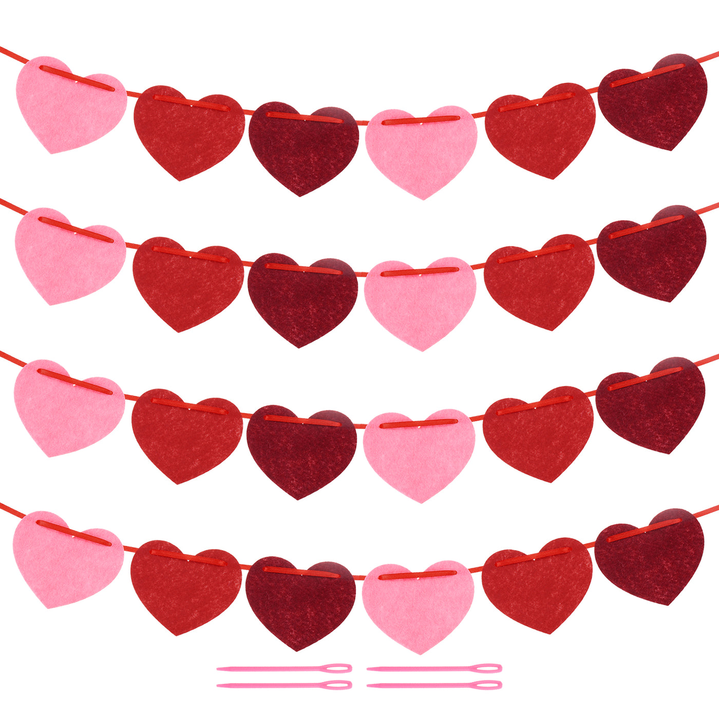 Harfington 96 Pcs Heart Garland Banner Felt Heart Valentines Garland Horizontal for Valentines Day Decor Anniversary Birthday