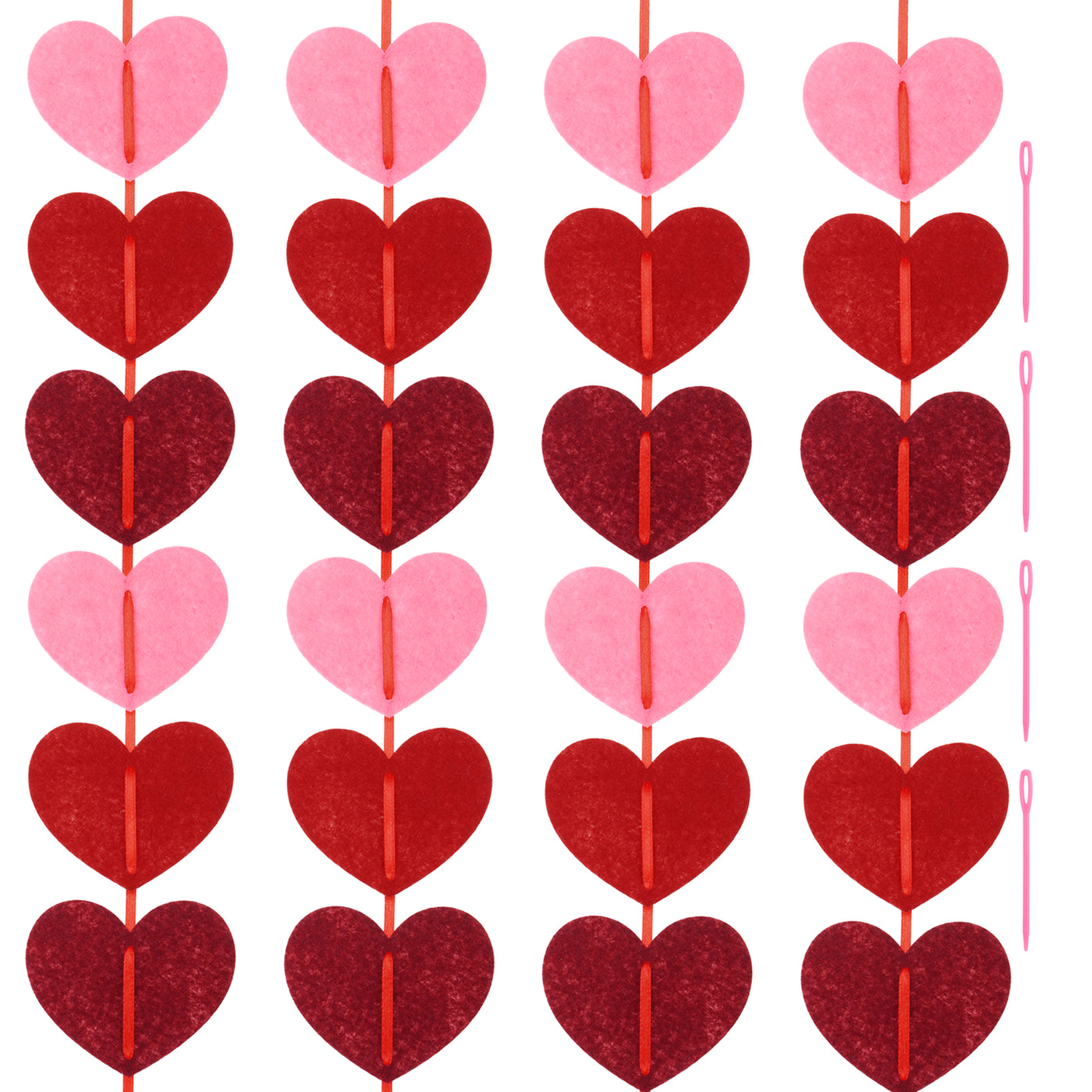 Harfington 96 Pcs Heart Garland Banner Felt Heart Valentines Garland Vertical for Valentines Day Decor Anniversary Birthday