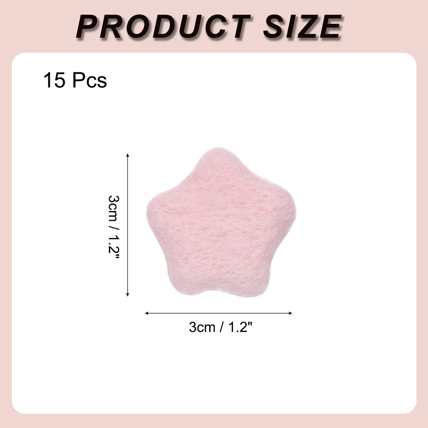 Harfington 15Pcs Felt Star for Crafts, Pink Sewing Pom Poms Handmade Wool Felt Sheets 1.2" for DIY Arts and Crafts,Sewing Handcraft, Christmas Decoration