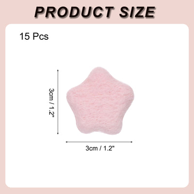 Harfington 15Pcs Felt Star for Crafts, Pink Sewing Pom Poms Handmade Wool Felt Sheets 1.2" for DIY Arts and Crafts,Sewing Handcraft, Christmas Decoration