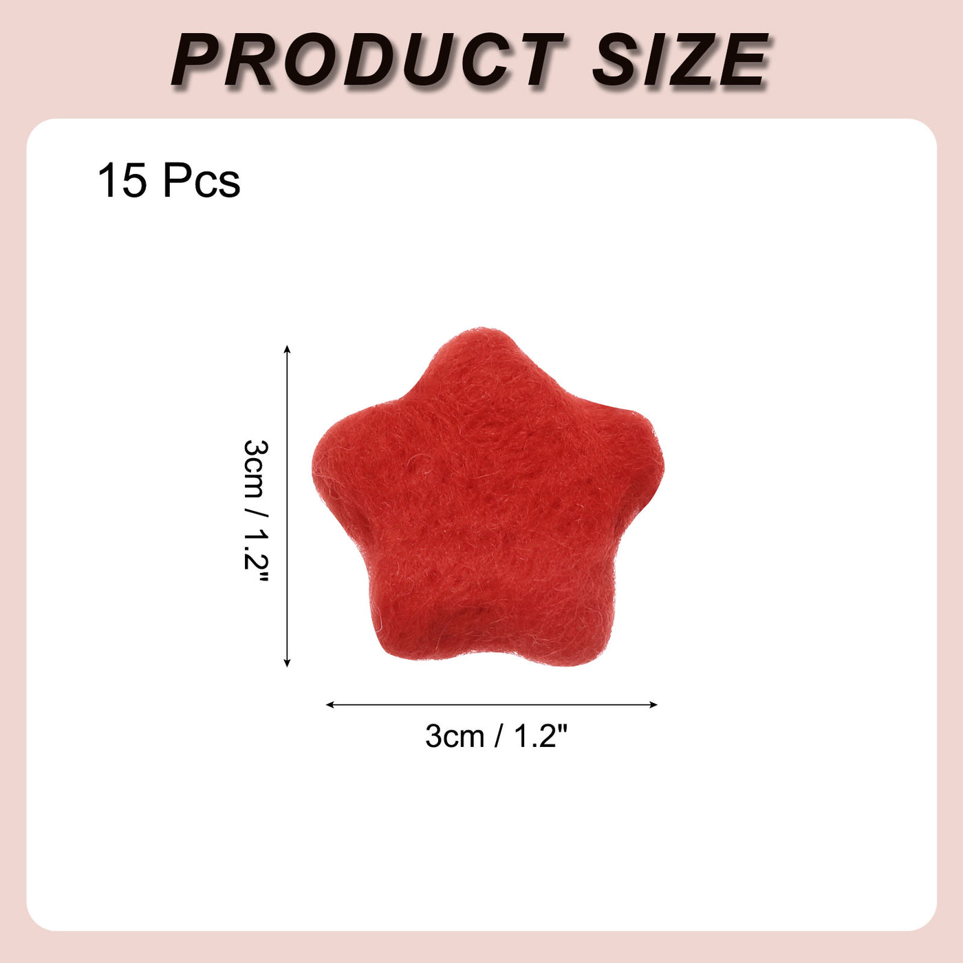 Harfington 15Pcs Felt Star for Crafts, Red Sewing Pom Poms Handmade Wool Felt Sheets 1.2" for DIY Arts and Crafts,Sewing Handcraft, Christmas Decoration