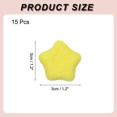 Harfington 15Pcs Felt Star for Crafts, Light Yellow Sewing Pom Poms Handmade Wool Felt Sheets 1.2" for DIY Arts and Crafts,Sewing Handcraft, Christmas Decoration