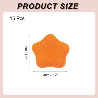 Harfington 15Pcs Felt Star for Crafts, Orange Sewing Pom Poms Handmade Wool Felt Sheets 1.2" for DIY Arts and Crafts,Sewing Handcraft, Christmas Decoration