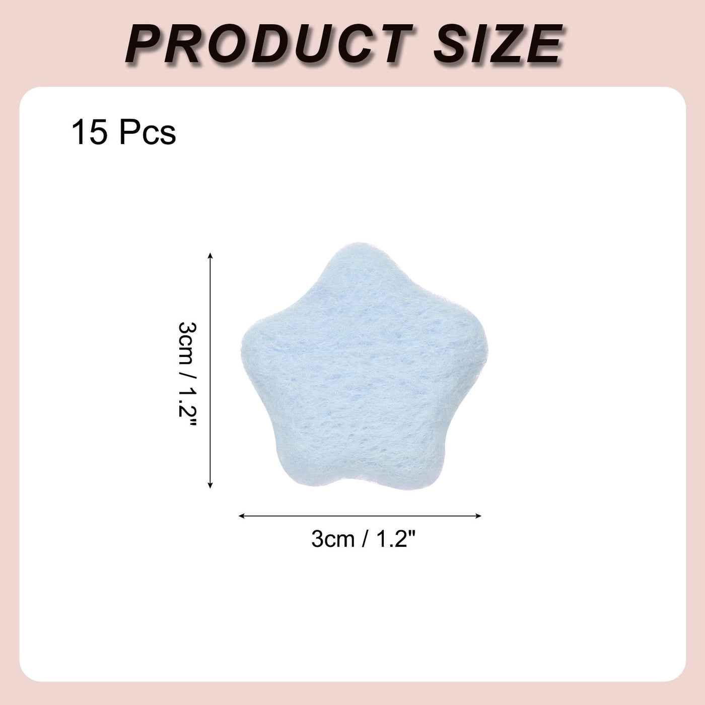 Harfington 15Pcs Felt Star for Crafts, Light Blue Sewing Pom Poms Handmade Wool Felt Sheets 1.2" for DIY Arts and Crafts,Sewing Handcraft, Christmas Decoration