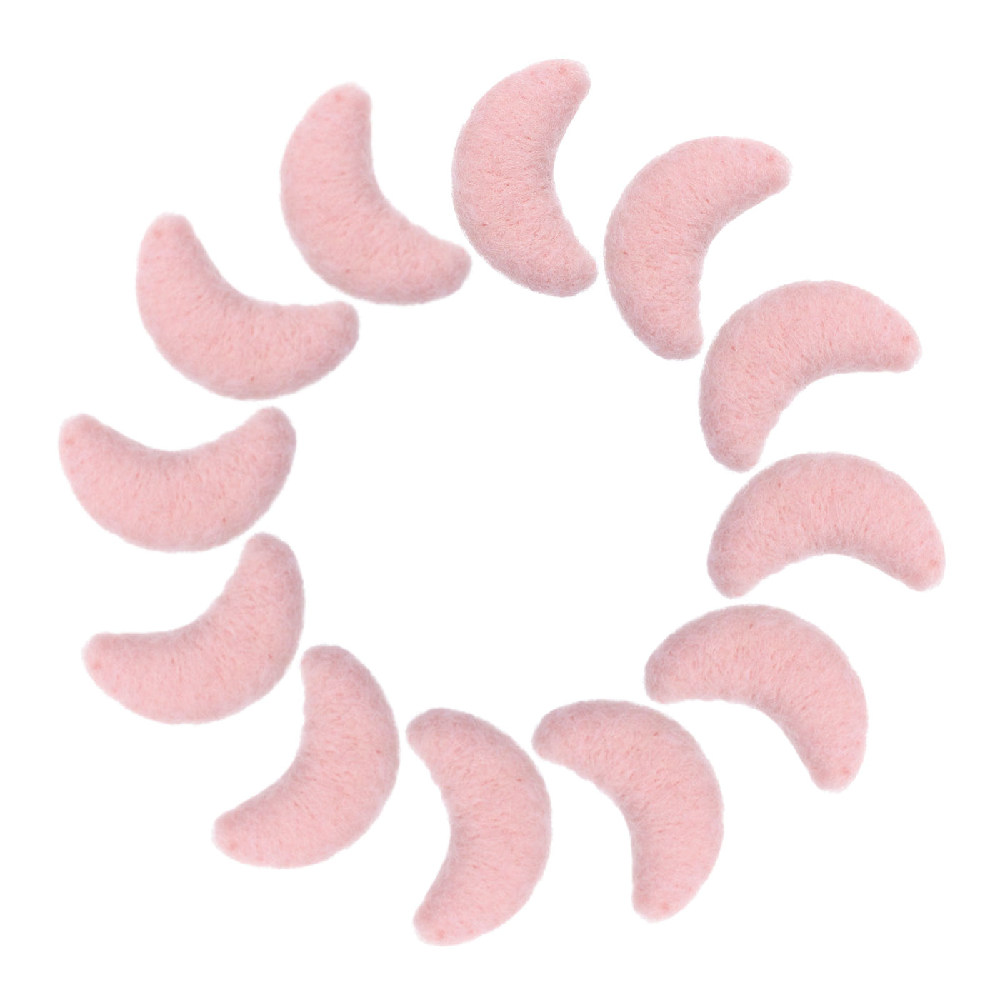 Harfington 15Pcs Felt Moon for Crafts, Pink Sewing Pom Poms Handmade Wool Felt Sheets 1.2" for DIY Arts and Crafts,Sewing Handcraft, Christmas Decoration