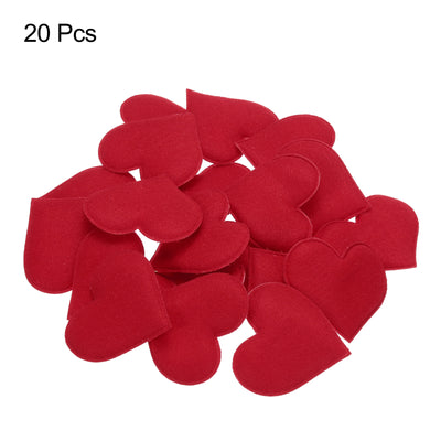 Harfington Felt Heart Shape Heart Pom Pom Valentine's Day Hearts Craft 2.4Inch x 2.6Inch for Home Decor Party Crafting Art, Red, Pack of 20