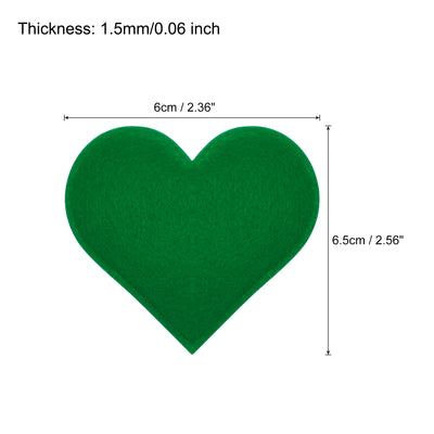 Harfington Felt Heart Shape Heart Pom Pom Valentine's Day Hearts Craft 2.4Inch x 2.6Inch for Home Decor Party Crafting Art, Green, Pack of 20