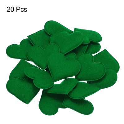 Harfington Felt Heart Shape Heart Pom Pom Valentine's Day Hearts Craft 2.4Inch x 2.6Inch for Home Decor Party Crafting Art, Green, Pack of 20