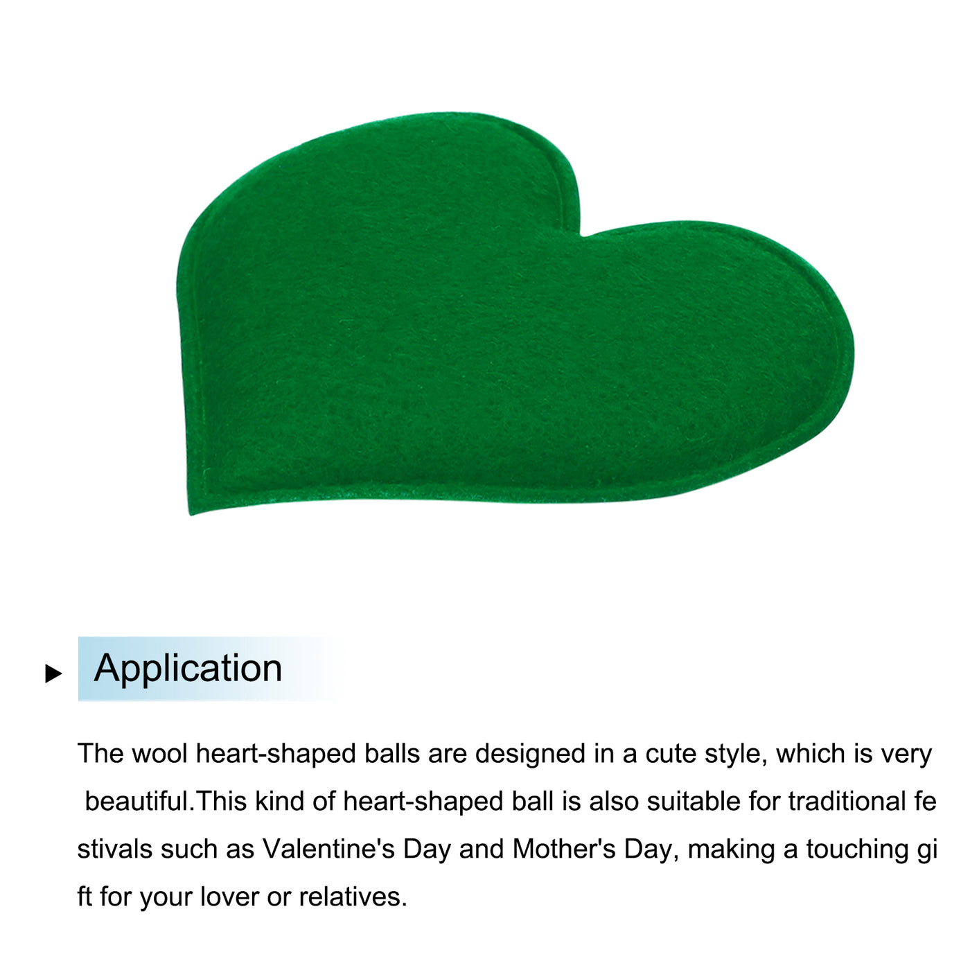 Harfington Felt Heart Shape Heart Pom Pom Valentine's Day Hearts Craft 2.4Inch x 2.6Inch for Home Decor Party Crafting Art, Green, Pack of 20