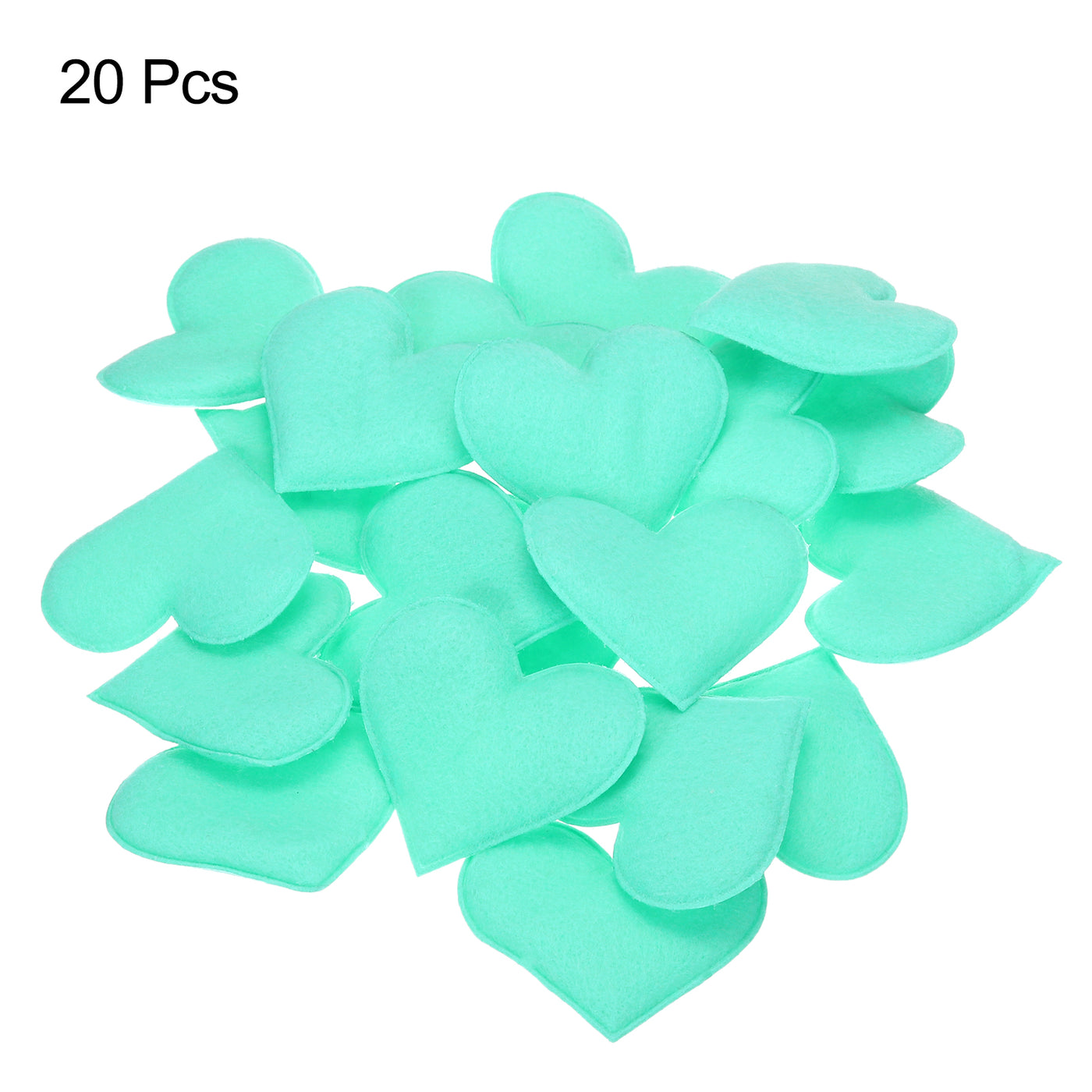 Harfington Felt Heart Shape Heart Pom Pom Valentine's Day Hearts Craft 2.4Inch x 2.6Inch for Home Decor Party Crafting Art, Blue, Pack of 20