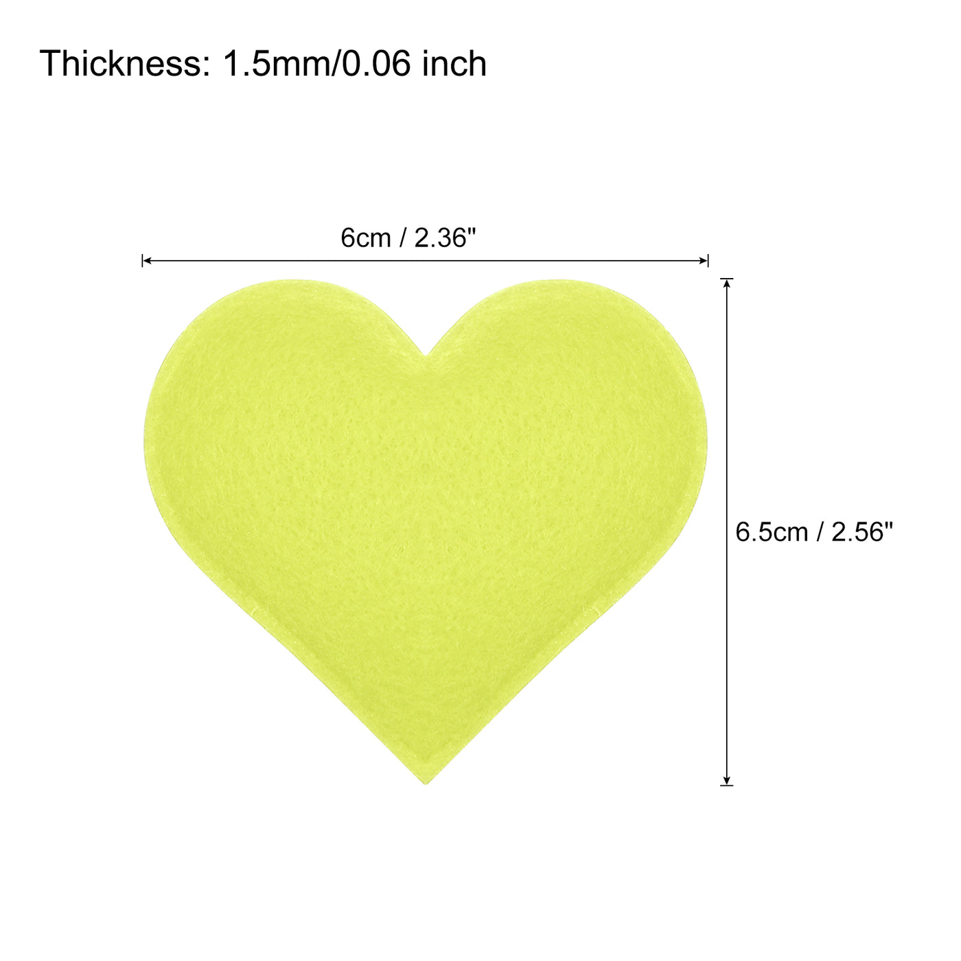 Harfington Felt Heart Shape Heart Pom Pom Valentine's Day Hearts Craft 2.4Inch x 2.6Inch for Home Decor Party Crafting Art, Yellow, Pack of 20