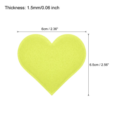 Harfington Felt Heart Shape Heart Pom Pom Valentine's Day Hearts Craft 2.4Inch x 2.6Inch for Home Decor Party Crafting Art, Yellow, Pack of 20