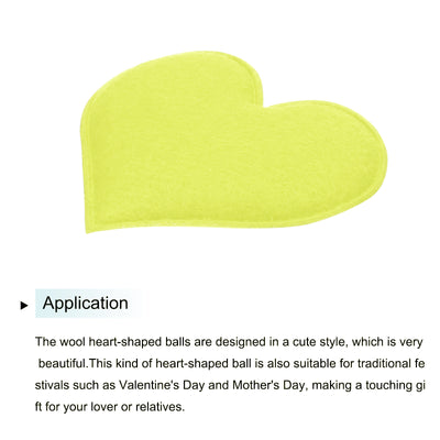 Harfington Felt Heart Shape Heart Pom Pom Valentine's Day Hearts Craft 2.4Inch x 2.6Inch for Home Decor Party Crafting Art, Yellow, Pack of 20