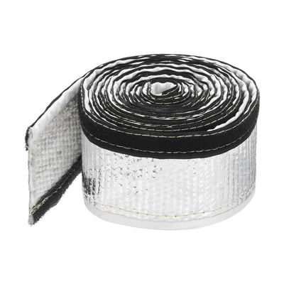 Harfington 3mm Heat Shroud Aluminized Sleeving 3/8" ID x 10FT Aluminum Metallic Fiberglass Heat Shroud for Fuel Lines Cables Electrical Wiring