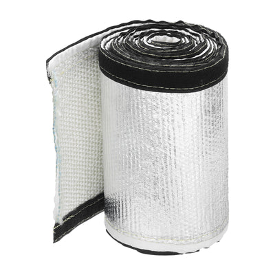 Harfington 3mm Heat Shroud Aluminized Sleeving 1 4/5" ID x 10FT Aluminum Metallic Fiberglass Heat Shroud for Fuel Lines Cables Electrical Wiring