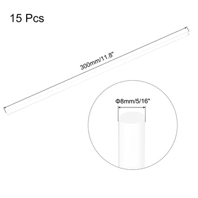 Harfington 15 Stück Acryl Rundstäbe 8mm x 300mm Transparente Acryl Stäbe Stäbchen Acryl Kunststoff Sticks Streifen für DIY Basteln Beleuchtung Garten Dekorationen - 8mm x 300mm