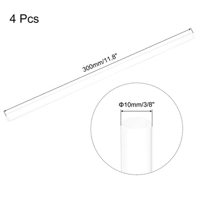 Harfington 4 Stück Acryl Rundstäbe 10mm x 300mm Transparente Acryl Stäbe Acryl Kunststoff Stäbe Streifen für DIY Basteln Beleuchtung Garten Dekorationen - 10mm x 300mm