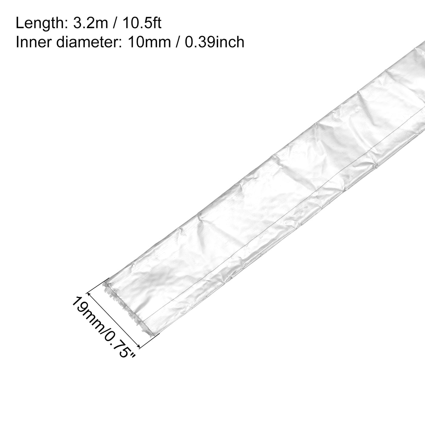 Harfington Heat Shroud Aluminized Sleeving 3/8" ID x 10.5FT Aluminum Metallic Fiberglass Heat Shroud for Fuel Lines Cables Electrical Wiring