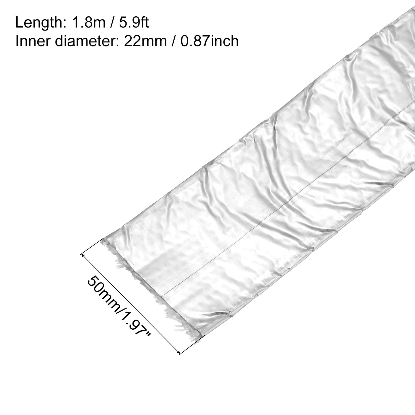 Harfington Heat Shroud Aluminized Sleeving 7/8" ID x 5.9FT Aluminum Metallic Fiberglass Heat Shroud for Fuel Lines Cables Electrical Wiring