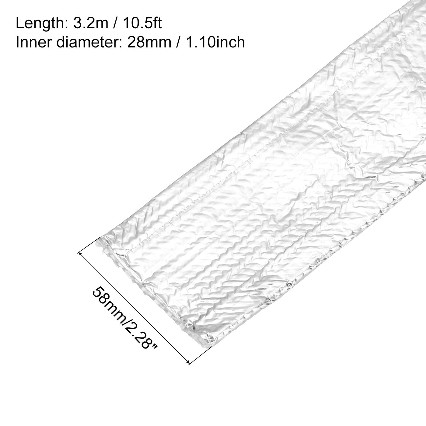 Harfington Heat Shroud Aluminized Sleeving 1 1/8" ID x 10.5FT Aluminum Metallic Fiberglass Heat Shroud for Fuel Lines Cables Electrical Wiring