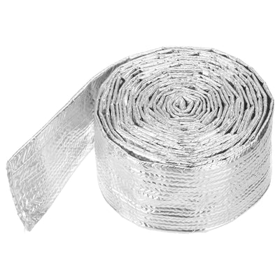 Harfington Heat Shroud Aluminized Sleeving 1 1/8" ID x 10.5FT Aluminum Metallic Fiberglass Heat Shroud for Fuel Lines Cables Electrical Wiring