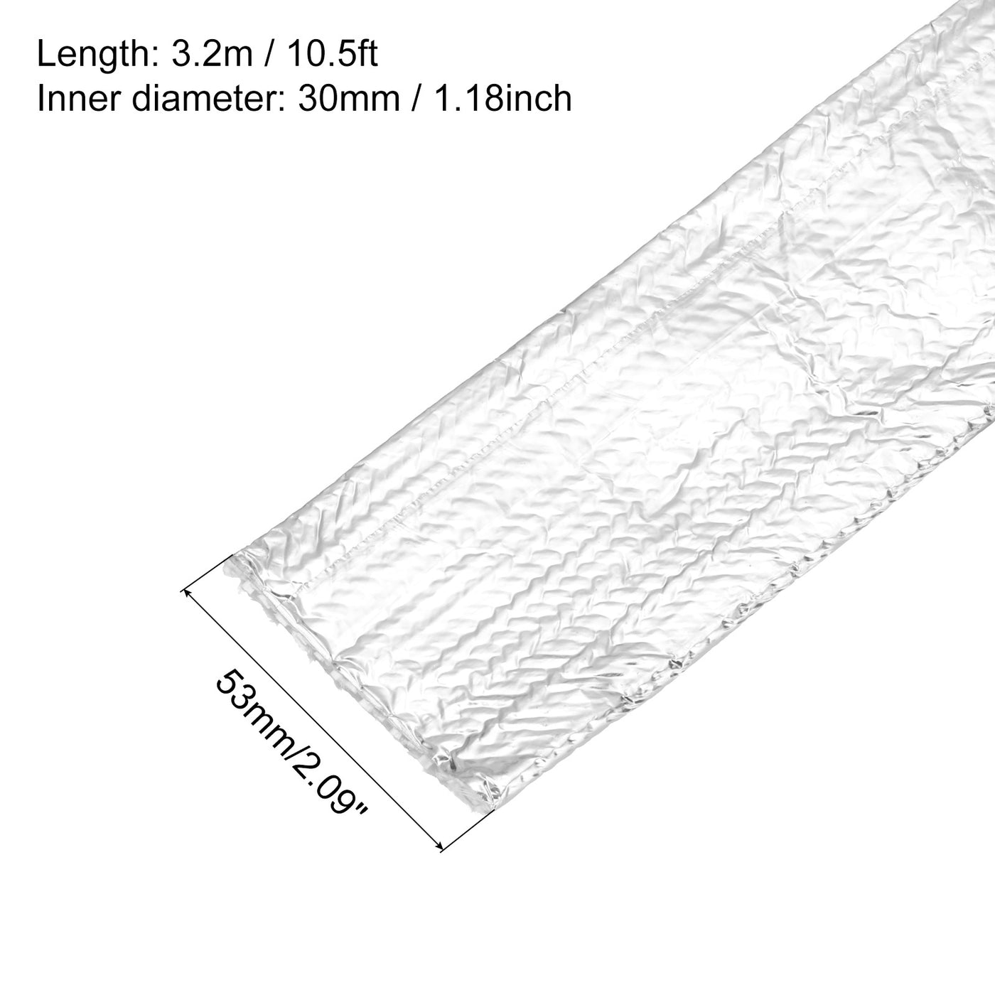 Harfington Heat Shroud Aluminized Sleeving 1 3/16" ID x 10.5FT Aluminum Metallic Fiberglass Heat Shroud for Fuel Lines Cables Electrical Wiring