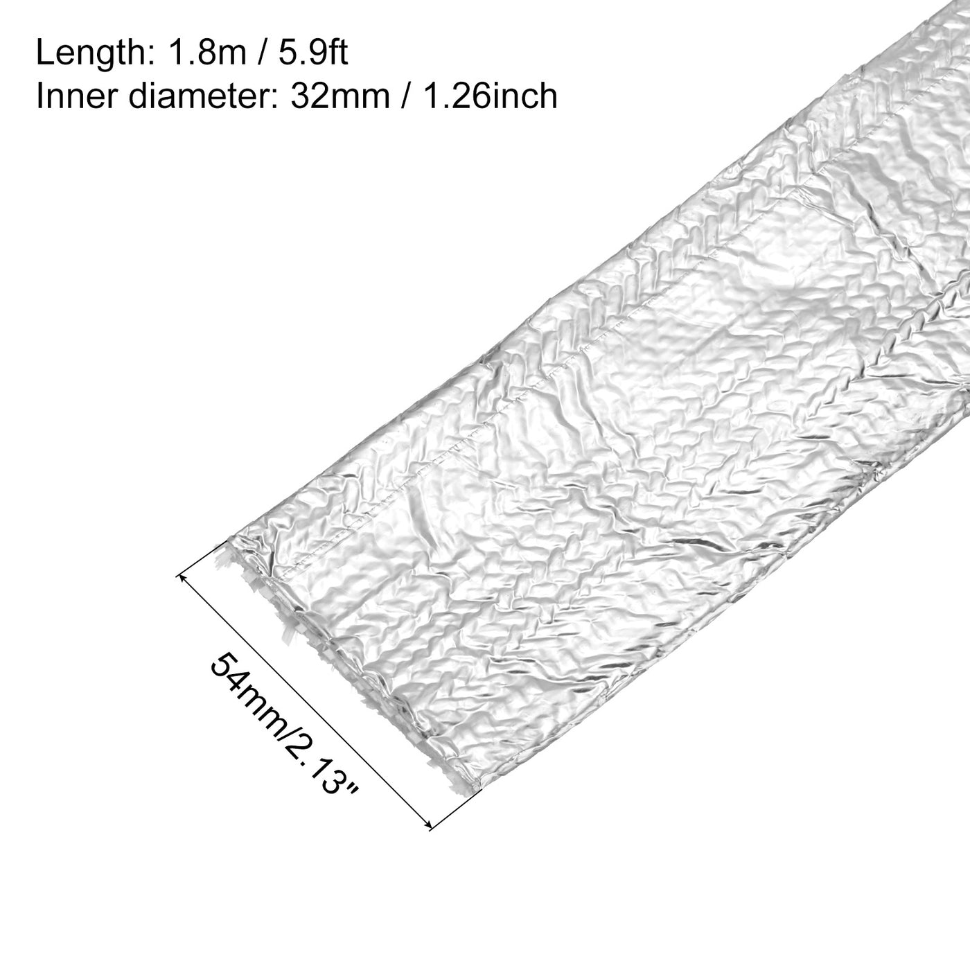 Harfington Heat Shroud Aluminized Sleeving 1 1/4" ID x 5.9FT Aluminum Metallic Fiberglass Heat Shroud for Fuel Lines Cables Electrical Wiring