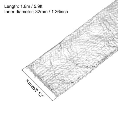 Harfington Heat Shroud Aluminized Sleeving 1 1/4" ID x 5.9FT Aluminum Metallic Fiberglass Heat Shroud for Fuel Lines Cables Electrical Wiring