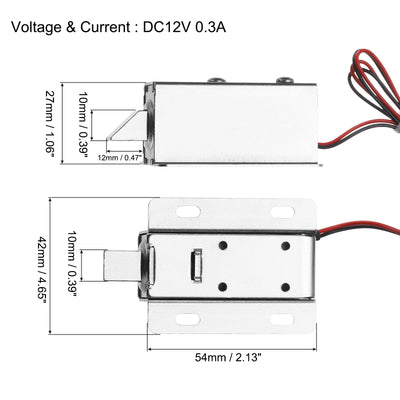 Harfington Uxcell DC 12V 0.3A Electromagnetic Solenoid Lock Door Drawer Magnetic Lock 4 Pcs