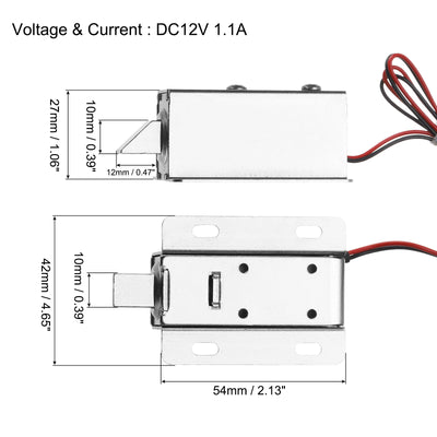 Harfington Uxcell DC 12V 1.1A Electromagnetic Solenoid Lock Door Drawer Magnetic Lock 4 Pcs