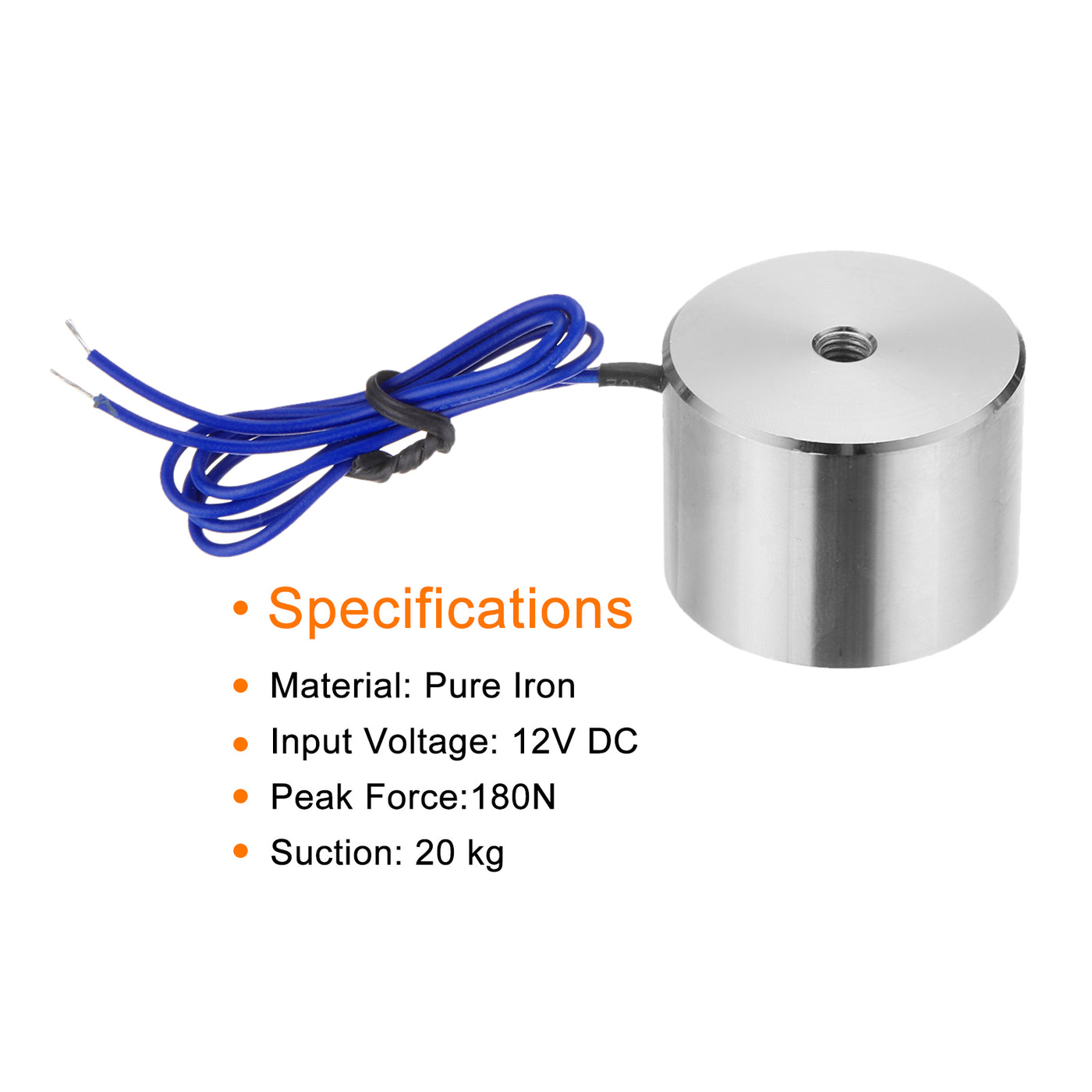 uxcell Uxcell Round Solenoid Electromagnet DC 12V 180N 44LB/20Kg Electric Magnet Electric Lifting Magnet for Automation Equipment