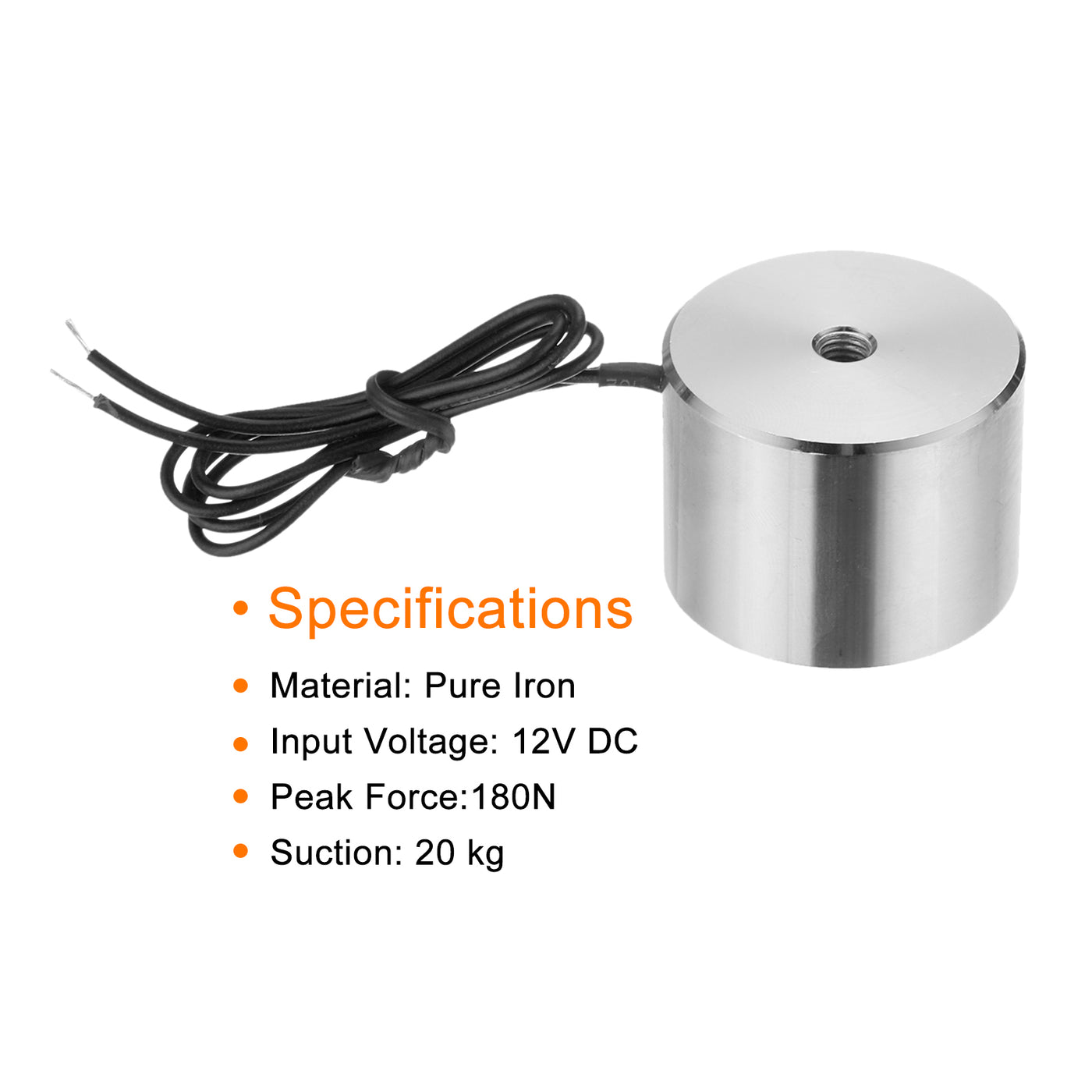 uxcell Uxcell Round Solenoid Electromagnet DC 24V 180N 44LB/20Kg Electric Magnet Electric Lifting Magnet for Automation Equipment