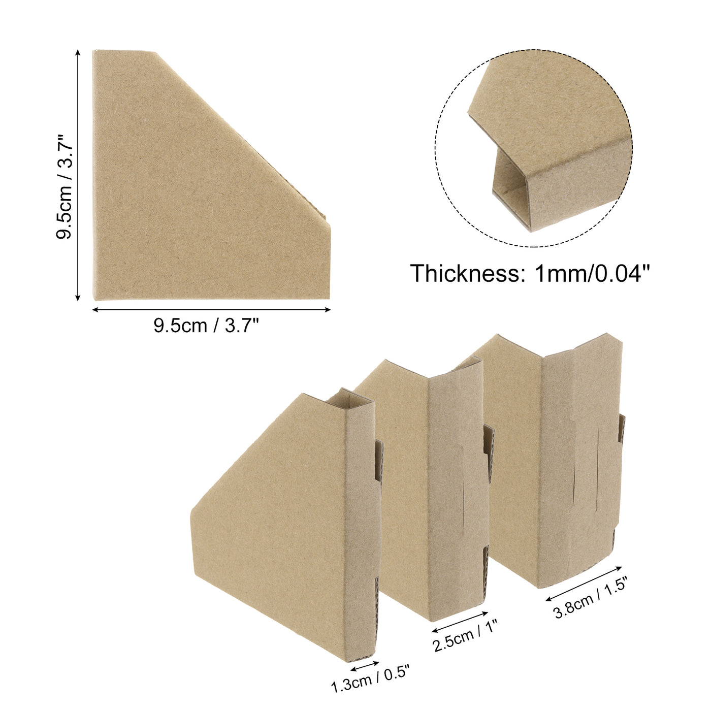 Harfington 40 Pack Adjustable Cardboard Corner Protector, Cardboard Edges Protector 9.5x9.5cm Fits 0.5, 1 and 1.5 Inch Frames Brown