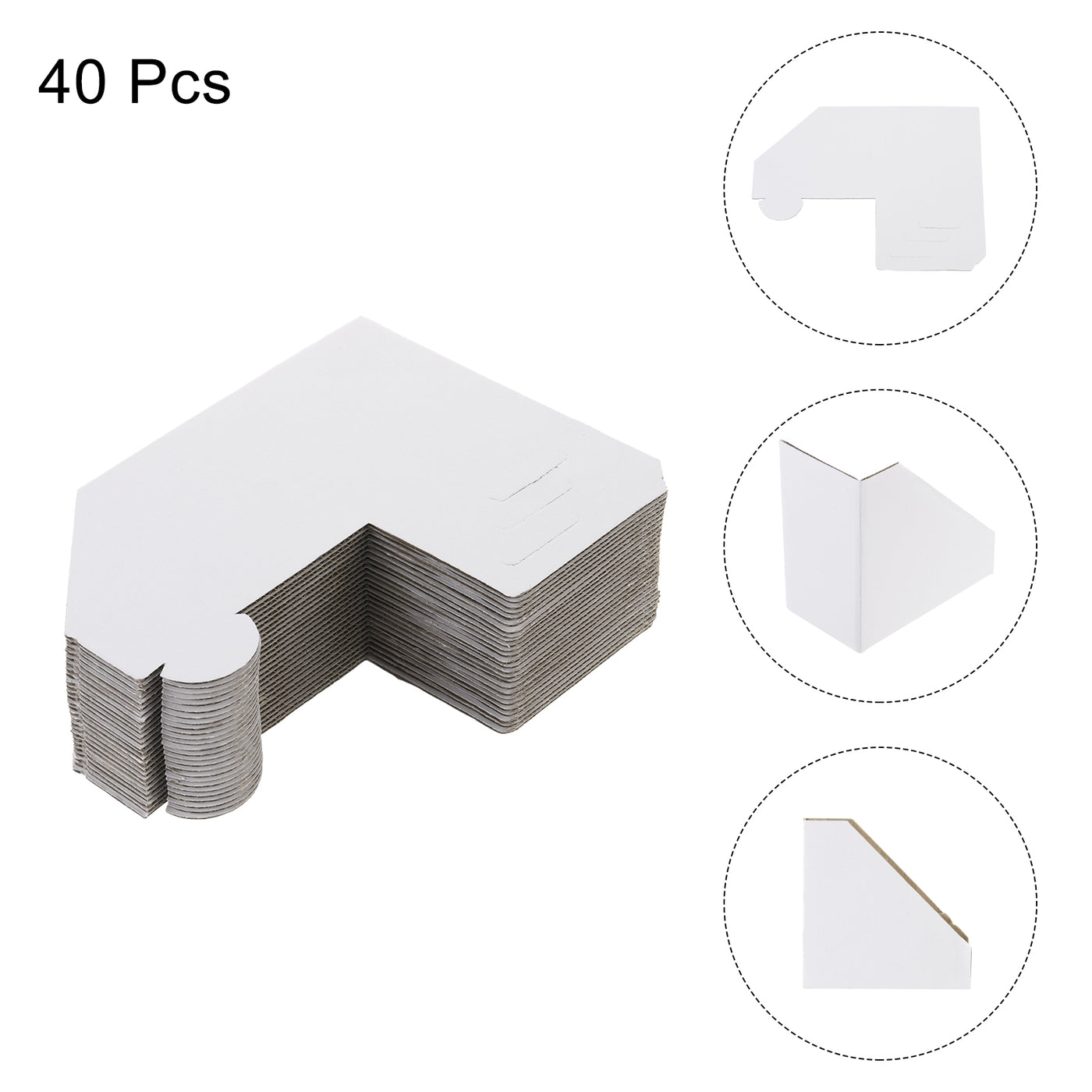 Harfington 40 Pack Adjustable Cardboard Corner Protector Cardboard Edges Protector 9.5x9.5cm Fits 1, 1.5 and 2 Inch Frames White