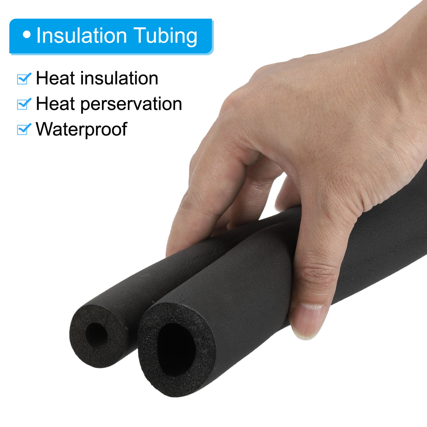 Harfington 5/8"(16mm) ID x 6Ft Pipe Insulation Foam Tube Set with Aluminum Tape