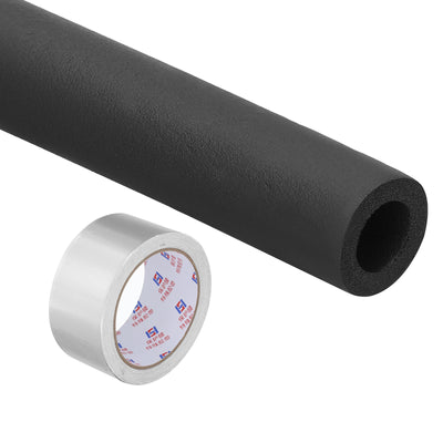 Harfington 1"(25mm) ID x 6Ft Pipe Insulation Foam Tube Set with Aluminum Tape