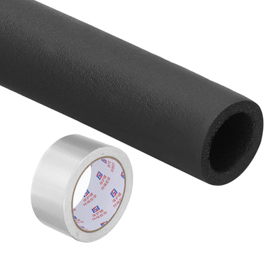 Harfington 1-1/8"(28mm) ID x 6Ft Pipe Insulation Foam Tube Set with Aluminum Tape