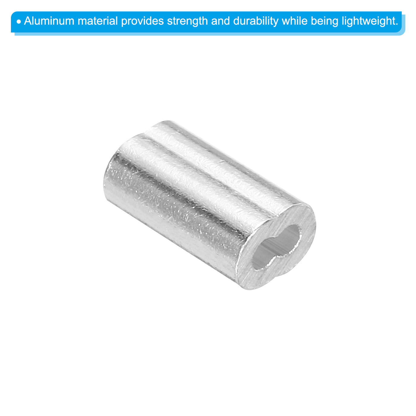 uxcell Uxcell 3/64" 1.2mm Aluminum Crimping Loop Sleeve Double Ferrule, Silver 25pcs