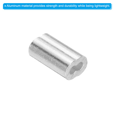 Harfington Uxcell 3/64" 1.2mm Aluminum Crimping Loop Sleeve Double Ferrule, Silver 25pcs