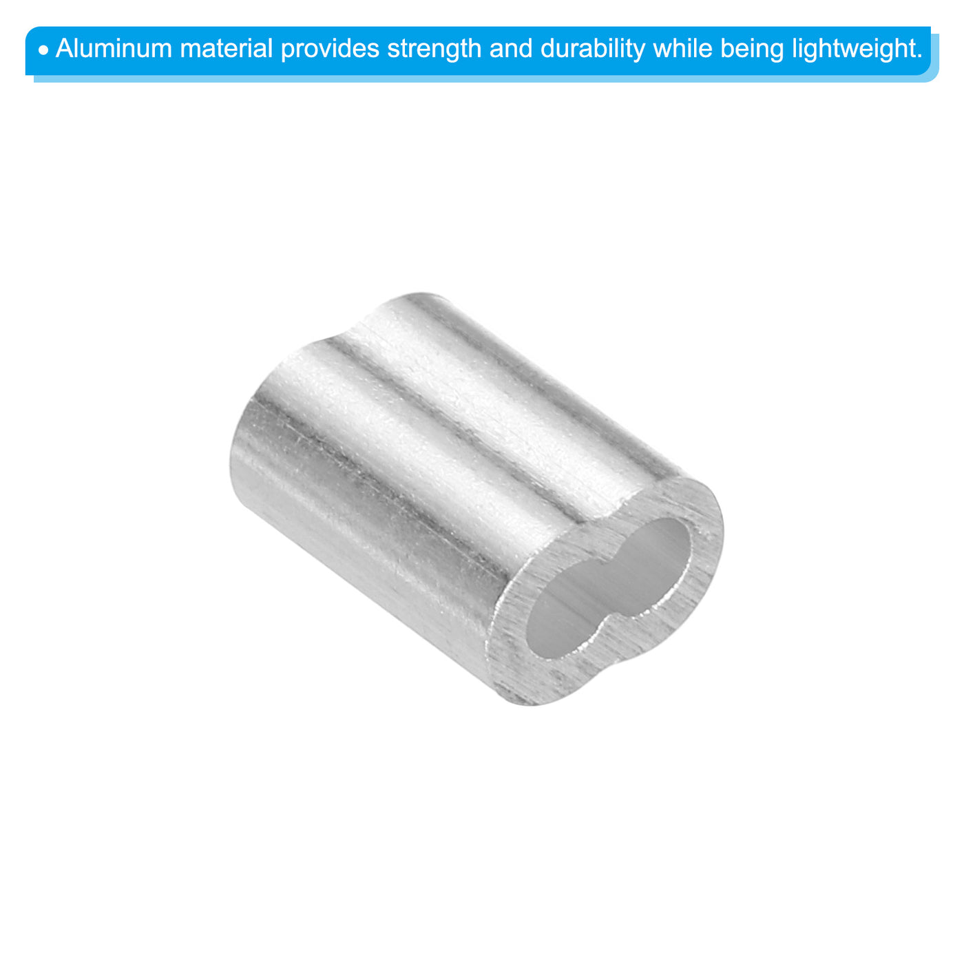 uxcell Uxcell 3/32" 2.5mm Aluminum Crimping Loop Sleeve Double Ferrule, Silver 10pcs