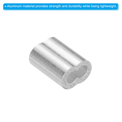 Harfington Uxcell 3/32" 2.5mm Aluminum Crimping Loop Sleeve Double Ferrule, Silver 10pcs