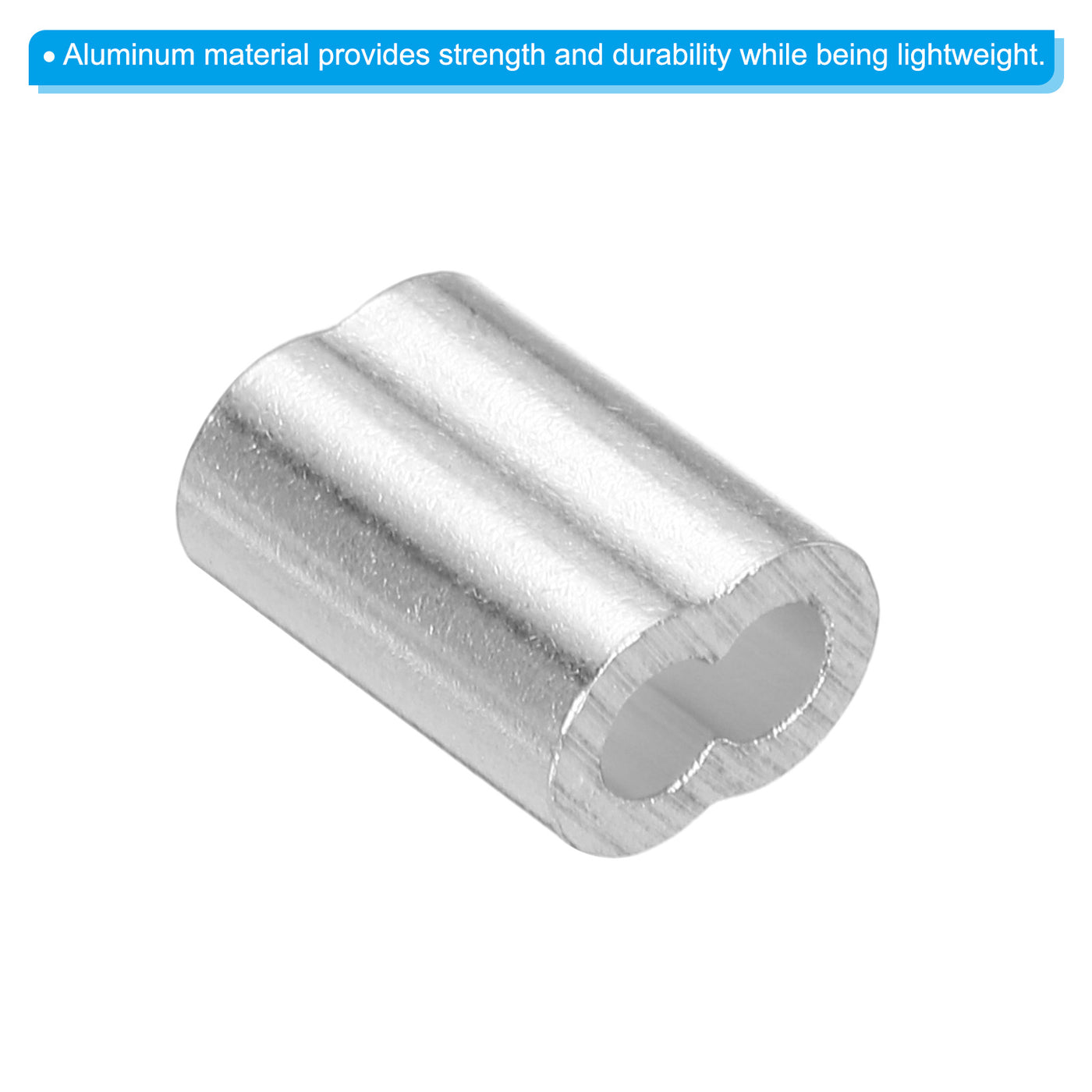 uxcell Uxcell 1/8" 3mm Aluminum Crimping Loop Sleeve Double Ferrule, Silver 10pcs