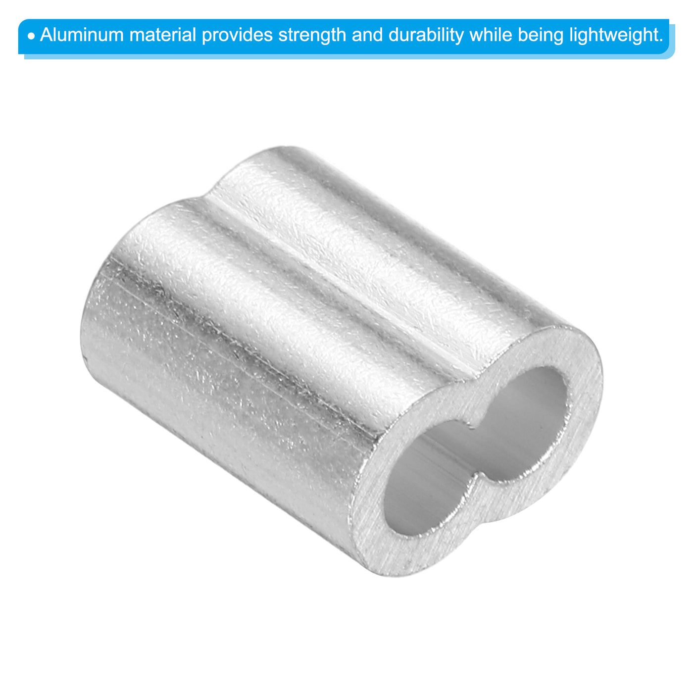 uxcell Uxcell 5/32" 4mm Aluminum Crimping Loop Sleeve Double Ferrule, Silver 10pcs